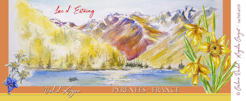 MUG Lac dEstaing Val dAzun Pyrénées daprès une aquarelle de