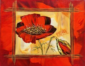 "Rectangle rouge pour un Coquelicot et son bouton" © Rachel SAYOUS